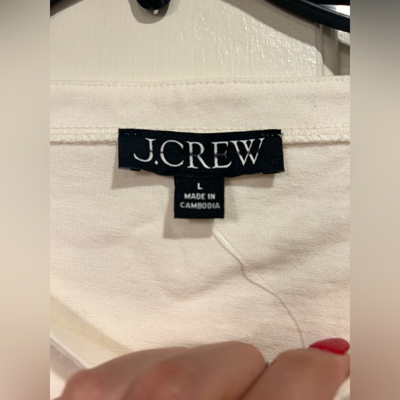 J Crew NWT New Mariner Jersey Boatneck Muscle T-shirt large in Ivory SEE PICS - Picture 5 of 11